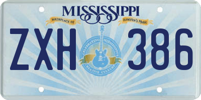 MS license plate ZXH386