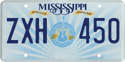 MS license plate ZXH450