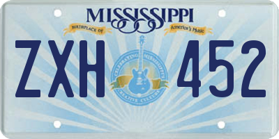 MS license plate ZXH452