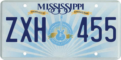 MS license plate ZXH455
