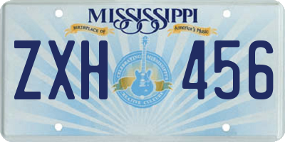 MS license plate ZXH456