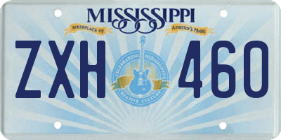 MS license plate ZXH460