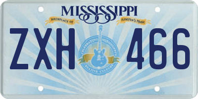 MS license plate ZXH466