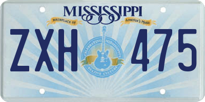 MS license plate ZXH475