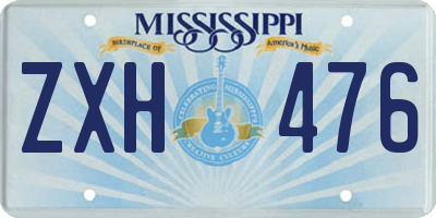 MS license plate ZXH476