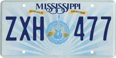 MS license plate ZXH477