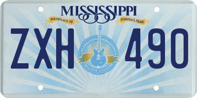 MS license plate ZXH490