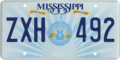 MS license plate ZXH492