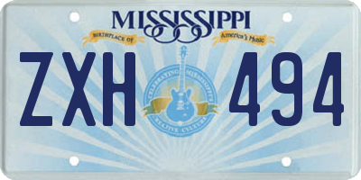 MS license plate ZXH494
