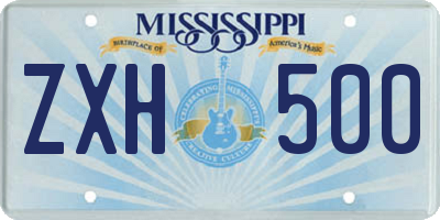 MS license plate ZXH500