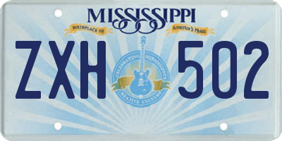 MS license plate ZXH502
