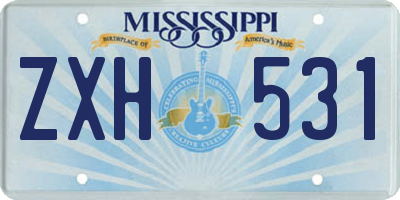 MS license plate ZXH531