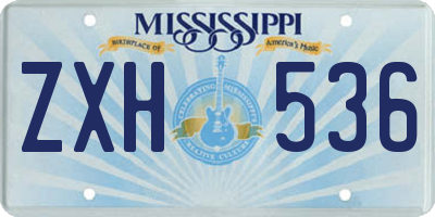 MS license plate ZXH536