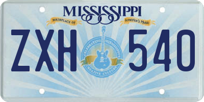 MS license plate ZXH540