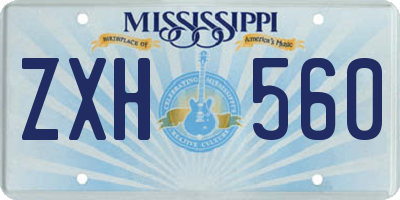 MS license plate ZXH560