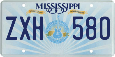 MS license plate ZXH580