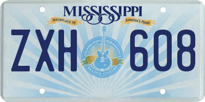 MS license plate ZXH608