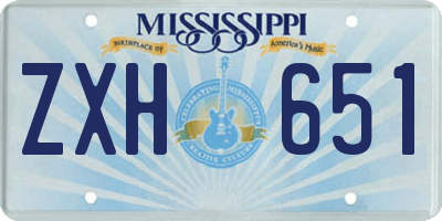 MS license plate ZXH651