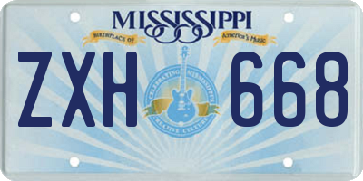 MS license plate ZXH668