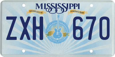 MS license plate ZXH670