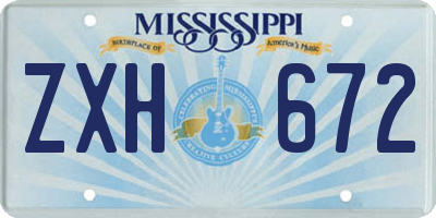 MS license plate ZXH672
