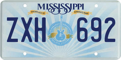 MS license plate ZXH692