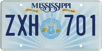 MS license plate ZXH701