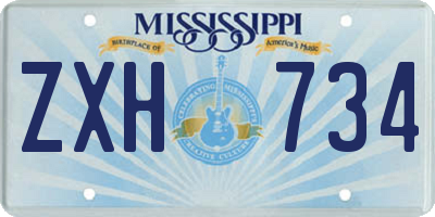 MS license plate ZXH734