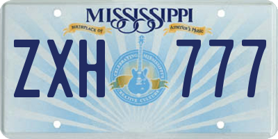 MS license plate ZXH777