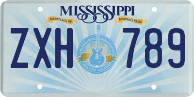 MS license plate ZXH789