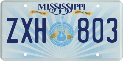 MS license plate ZXH803