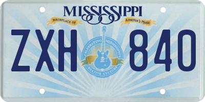 MS license plate ZXH840