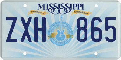 MS license plate ZXH865