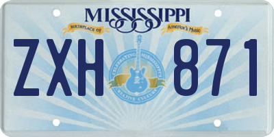 MS license plate ZXH871