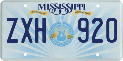 MS license plate ZXH920