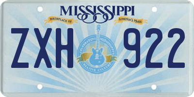 MS license plate ZXH922