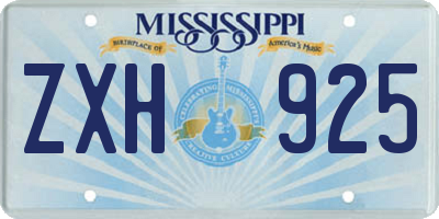 MS license plate ZXH925
