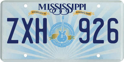 MS license plate ZXH926