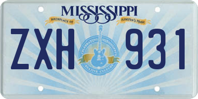 MS license plate ZXH931