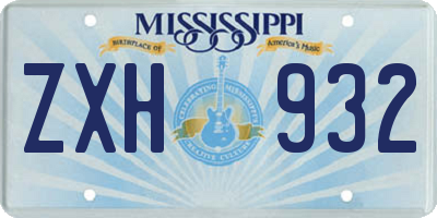 MS license plate ZXH932