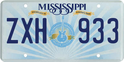 MS license plate ZXH933