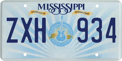 MS license plate ZXH934