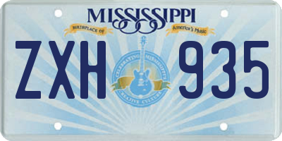 MS license plate ZXH935