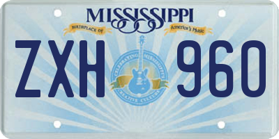MS license plate ZXH960