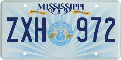 MS license plate ZXH972