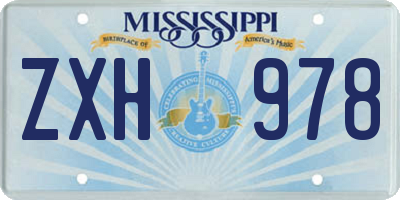 MS license plate ZXH978