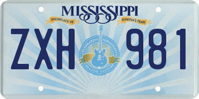 MS license plate ZXH981