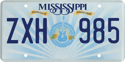 MS license plate ZXH985