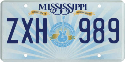 MS license plate ZXH989