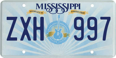 MS license plate ZXH997